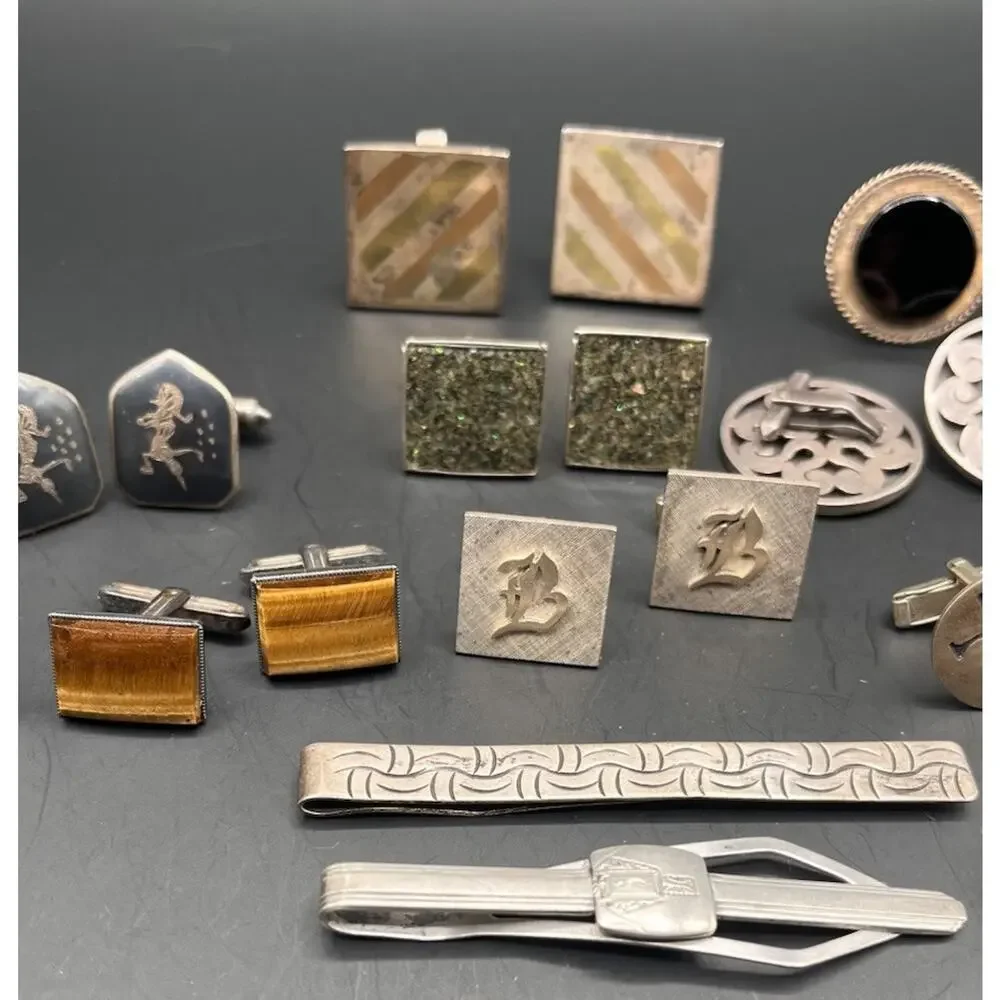 Sterling Silver Cufflinks Lot Vintage Taxco Siam Other Single Craft Scrap AS IS